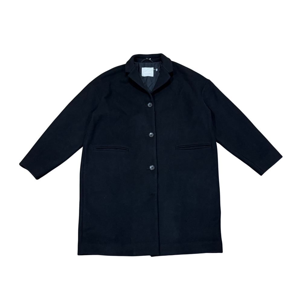 Everlane Cocoon Wool Blend Black Coat Size 10 Oversized Minimalist Outerwear